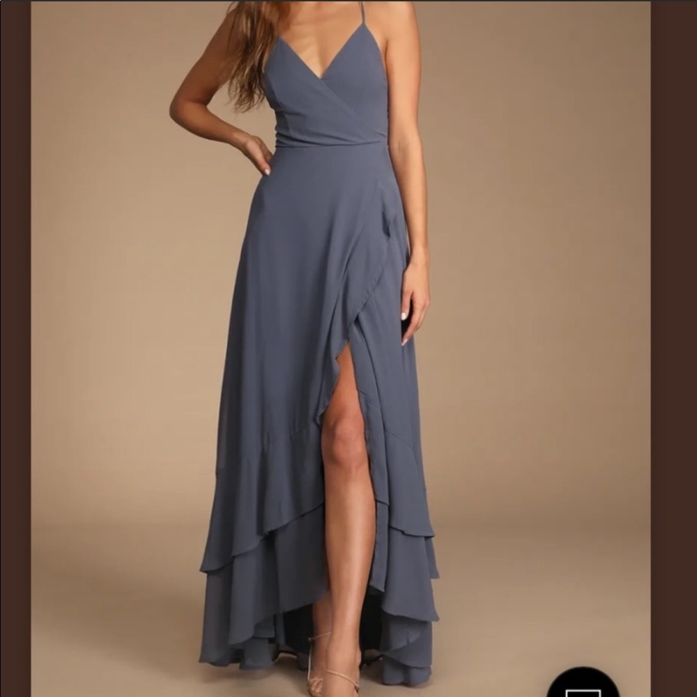Lulus Luxurious Love Lace Up Blue Bridesmaid Dress